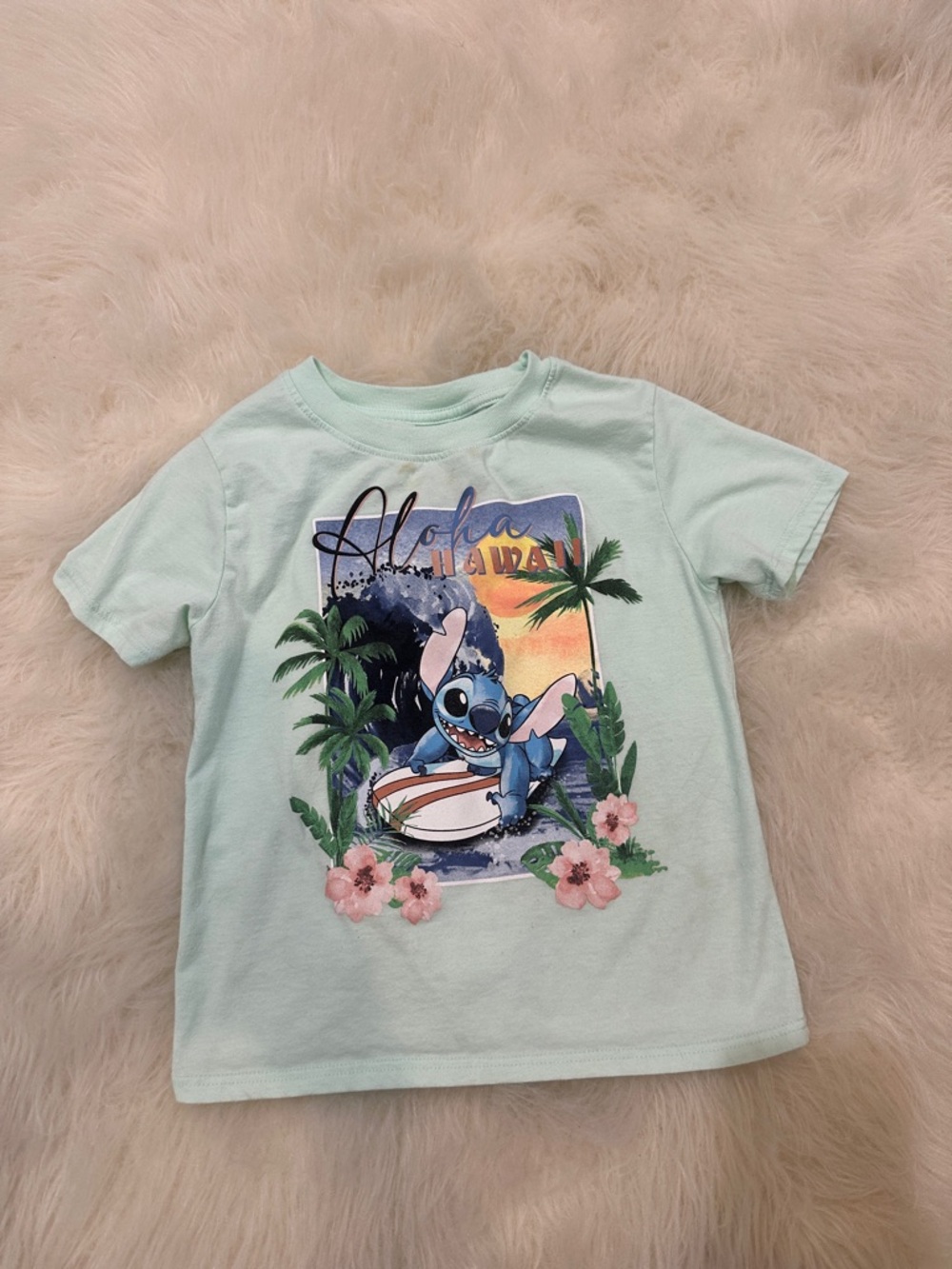 Disney Mint Green Stitch Surf Graphic Tee